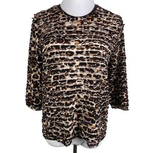 Bon Worth Cheetah Print Ruffled Layered Blouse Women's Medium‎ Brown